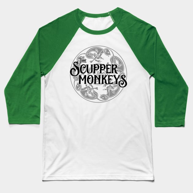 Celtic Monkey Logo (Dark Version) Baseball T-Shirt by The Scuppermonkeys